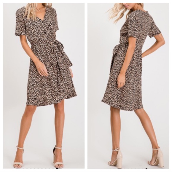 Leopard print tie waist midi dress - Picture 5 of 9